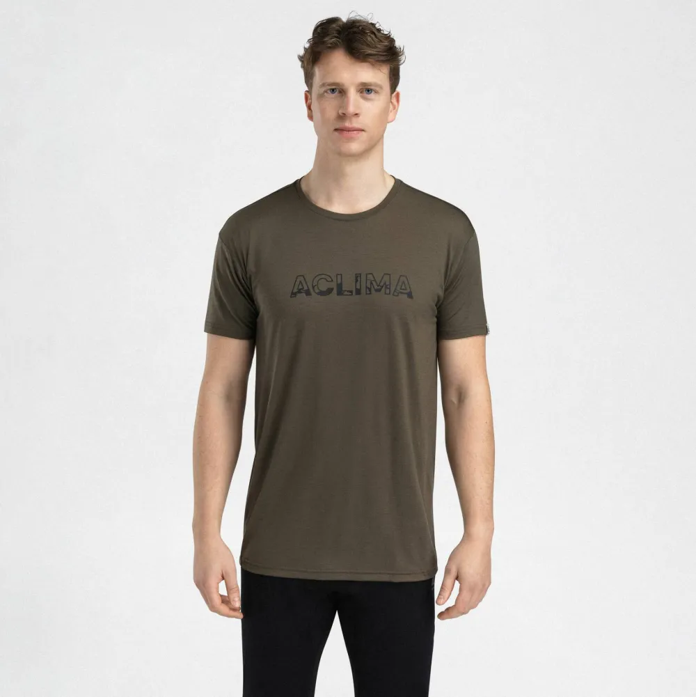 Best Aclima Men's LightWool 140 Classic Tee Logo Tarmac
