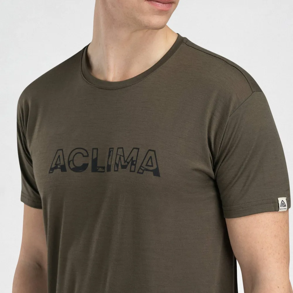 Best Aclima Men's LightWool 140 Classic Tee Logo Tarmac