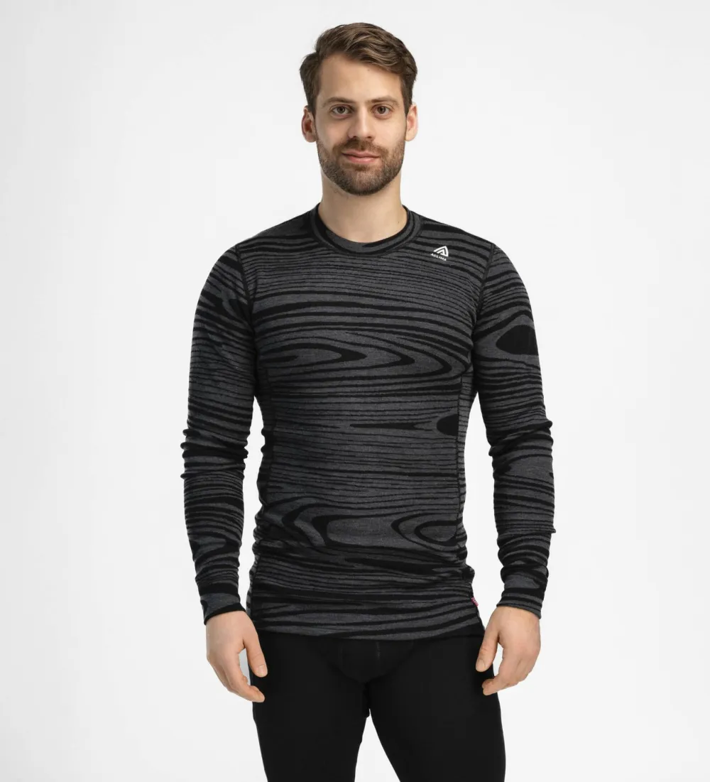 New Aclima Men's WarmWool Crew Neck Black Motion