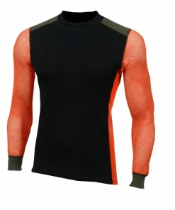 Sale Aclima Men's WoolNet Hybrid Crew Neck Jet Black/Poinciana/Olive Nigh Jet Black/Poinciana/Olive Night