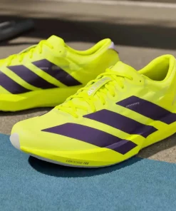 New Adidas Men's Adizero Adios 9 Solar Yellow / Aurora Plum / Powder Plum