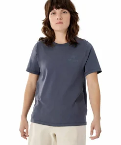 New Arc'teryx Women's Kragg Sl Cotton Emblem Crew Shortsleeve Dark Stratus Dk Stratus