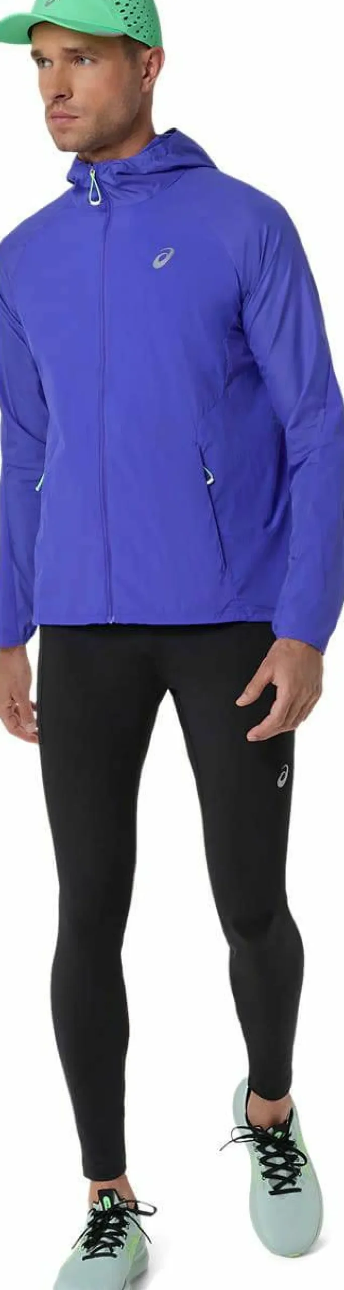 Asics Men's Road Packable Jacket Cobalt Burst/Illuminate Green