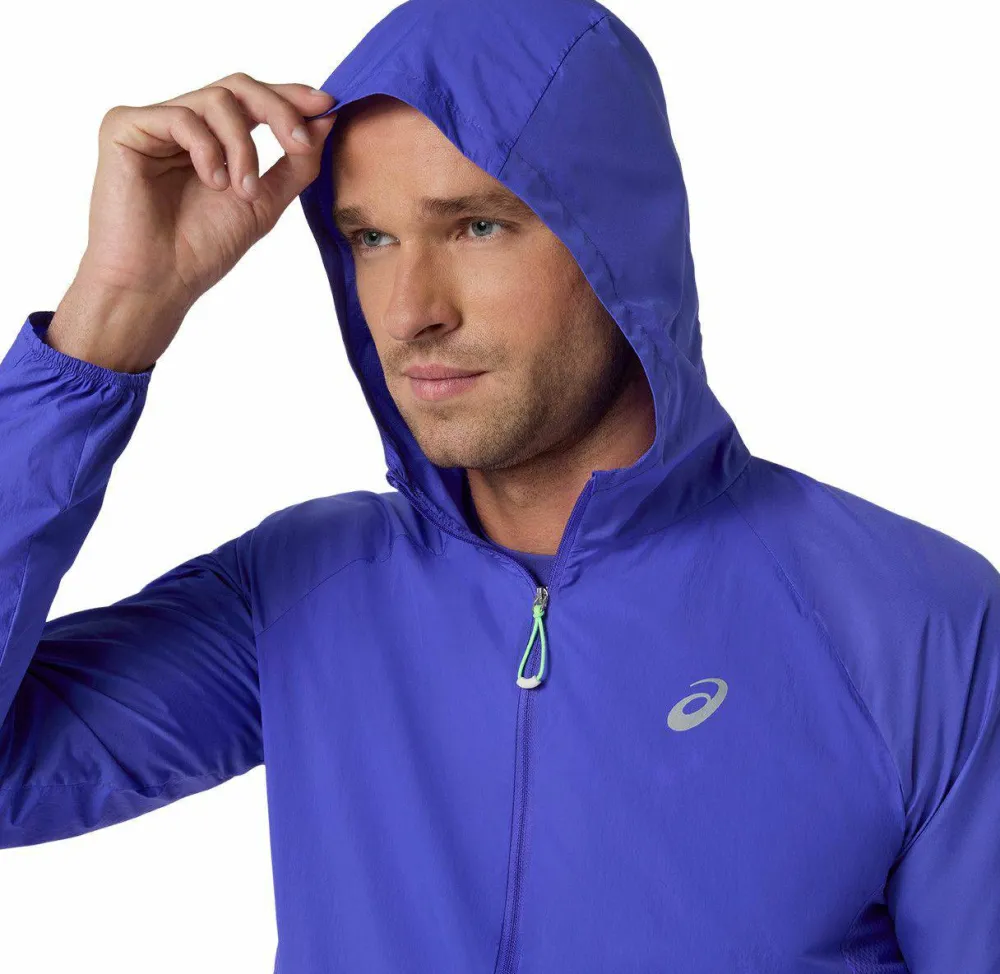 Asics Men's Road Packable Jacket Cobalt Burst/Illuminate Green
