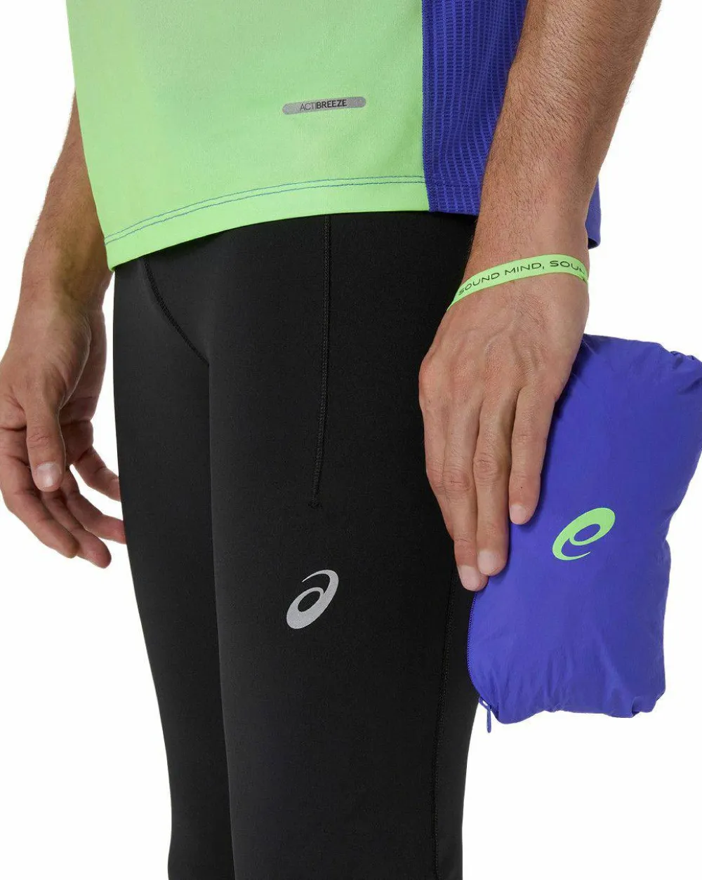 Asics Men's Road Packable Jacket Cobalt Burst/Illuminate Green