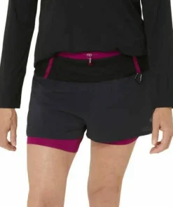 New Asics Women's Fujitrail 2-N-1 Short Performance Black/Blackberry