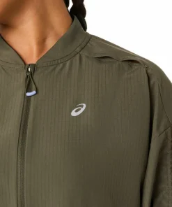 Discount Asics Women's Nagino Run Adjustable Jacket Dark Olive