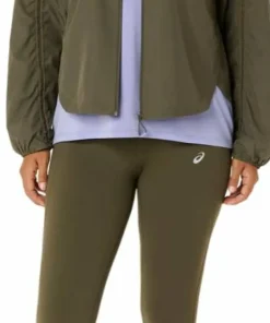 Discount Asics Women's Nagino Run Adjustable Jacket Dark Olive