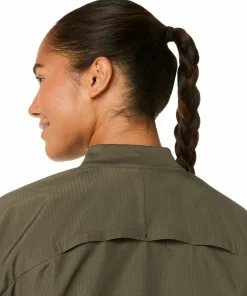 Discount Asics Women's Nagino Run Adjustable Jacket Dark Olive