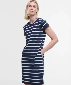 New Barbour Women's Otterburn Stripe Dress Navy