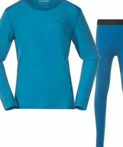 Hot Bergans Kids/Junior Allround Merino Baselayer Set Kids/Junior Aqua Lagoon/Dark Aqua Lagoon