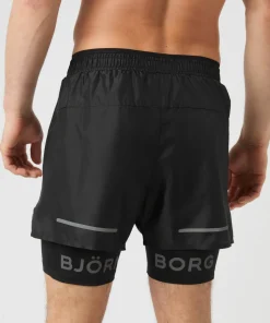 Outlet Björn Borg Men's Borg Running Shorts 2 In 1 Black Beauty