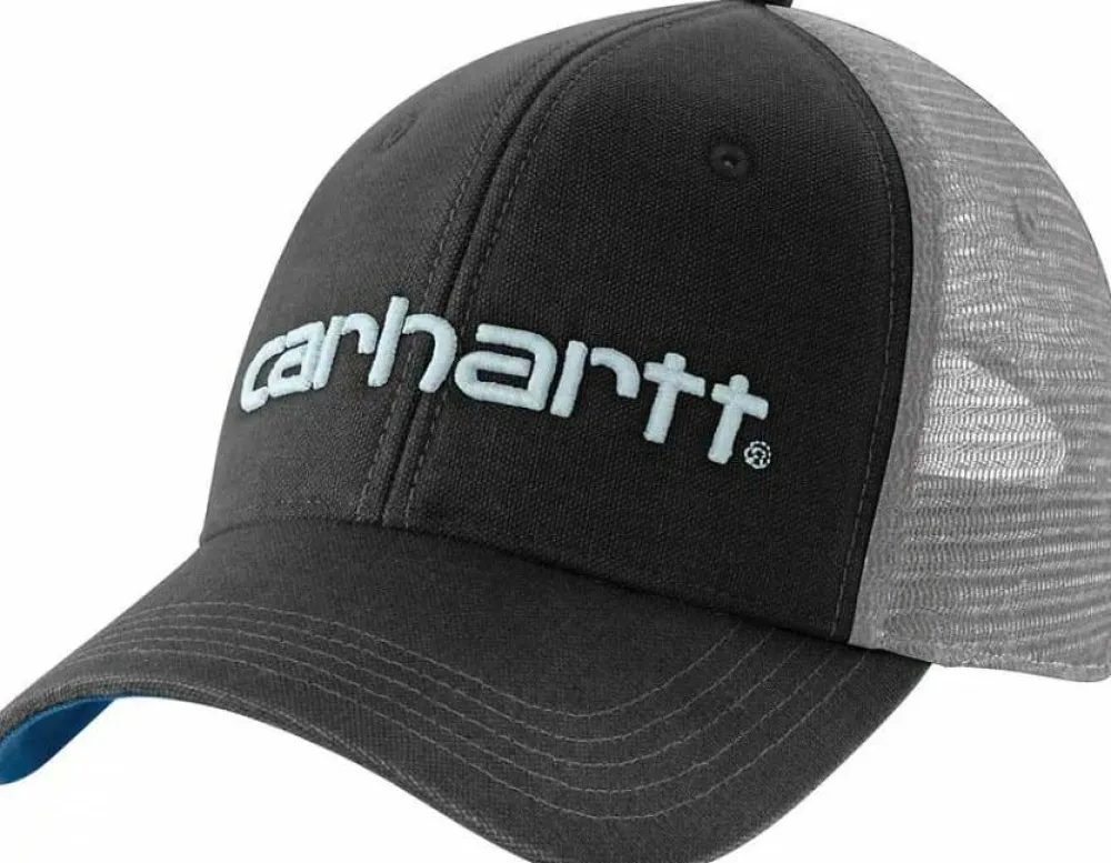 Online Carhartt Canvas Mesh-Back Logo Graphic Cap Black/Dark Horizon Blue