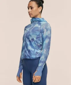 Hot Casall Women's Breeze Printed Running Jacket Breeze Blue Shadow