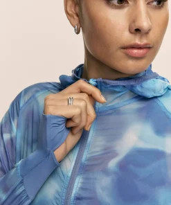 Hot Casall Women's Breeze Printed Running Jacket Breeze Blue Shadow