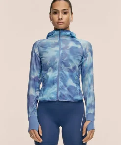 Hot Casall Women's Breeze Printed Running Jacket Breeze Blue Shadow