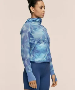 Hot Casall Women's Breeze Printed Running Jacket Breeze Blue Shadow