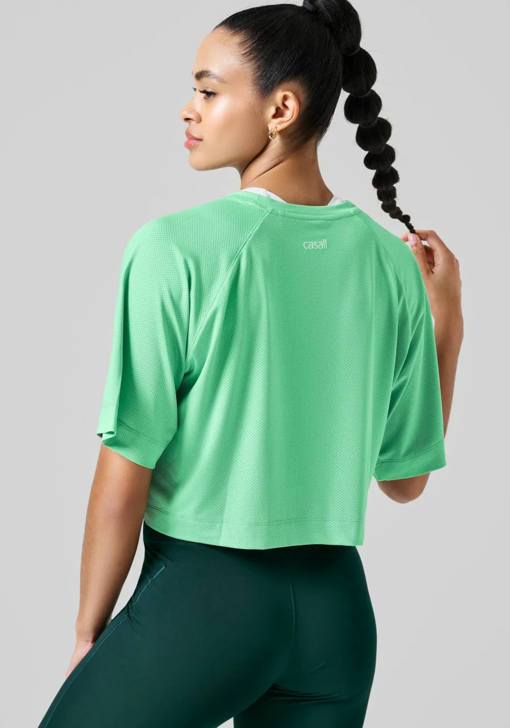 Best Casall Women's Laser Mesh Crop Tee Apple Crush