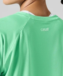 Best Casall Women's Laser Mesh Crop Tee Apple Crush