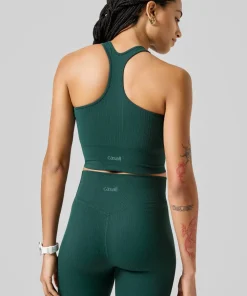Clearance Casall Women's Multi Rib Seamless Padded Sports Top Dark Pine