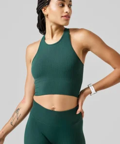 Clearance Casall Women's Multi Rib Seamless Padded Sports Top Dark Pine