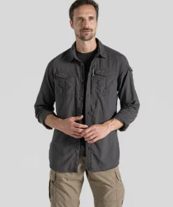 Hot Craghoppers Men's Nosilife Adventure Long Sleeved Shirt III Black Pepper