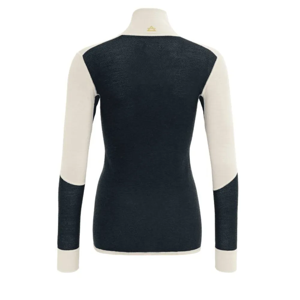 Devold Women's Wool Mesh 190 Zip Neck Ink/Offwhite