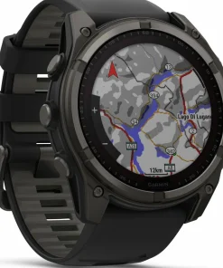 Garmin Fenix 8 Solar 51mm, Sapphire Solar Carbon Gray DLC Titanium - Black/Pebble Grey Silicone Strap