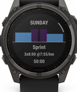 Garmin Fenix 8 Solar 51mm, Sapphire Solar Carbon Gray DLC Titanium - Black/Pebble Grey Silicone Strap