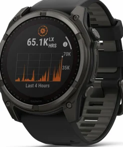 Garmin Fenix 8 Solar 51mm, Sapphire Solar Carbon Gray DLC Titanium - Black/Pebble Grey Silicone Strap