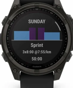 Best Garmin Fenix 8 Solar 47mm, Sapphire Solar Carbon Gray DLC Titanium - Black/Pebble Grey Silicone Strap