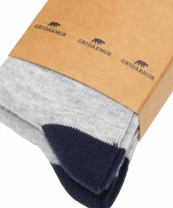 Clearance Gridarmor Juniors' Heritage Merino Socks 2p Light Grey/Dk Navy/White