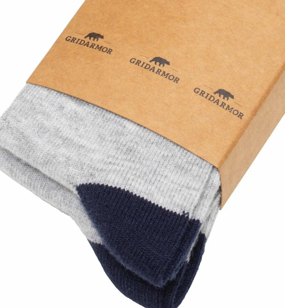 Clearance Gridarmor Juniors' Heritage Merino Socks 2p Light Grey/Dk Navy/White