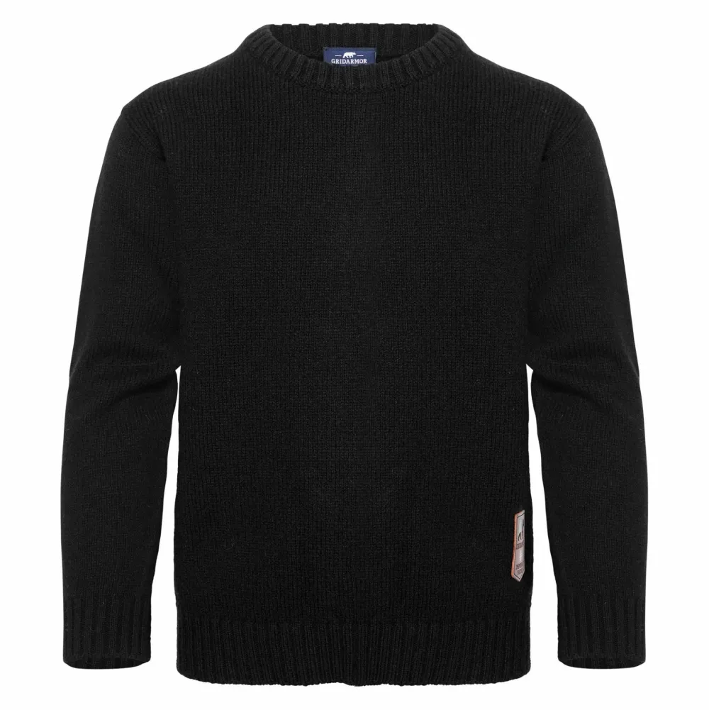 Clearance Gridarmor Kids' Snøkrystall Solid Round Neck Ullgenser Black Beauty