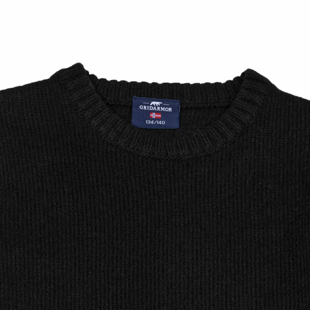 Clearance Gridarmor Kids' Snøkrystall Solid Round Neck Ullgenser Black Beauty