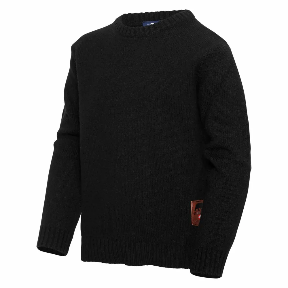 Clearance Gridarmor Kids' Snøkrystall Solid Round Neck Ullgenser Black Beauty