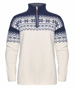 Hot Gridarmor Women's Snøkrystall Half Zip Ullgenser White/Dark Navy White/Dk. Navy
