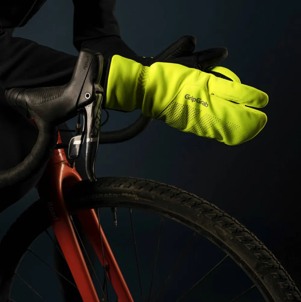 Discount Gripgrab Ride Windproof Deep Winter Lobster Gloves Yellow Hi-Vis