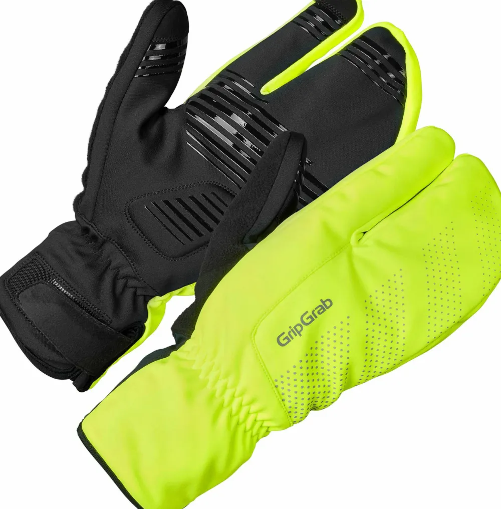 Discount Gripgrab Ride Windproof Deep Winter Lobster Gloves Yellow Hi-Vis