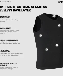 Clearance Gripgrab Unisex PACR Spring-Autumn Seamless Sleeveless Base Layer Black