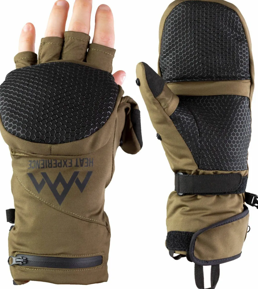 Sale Heat Experience Heated Hunt Pullover Mittens /Black Green