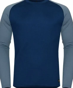 Hot Hellner Men's Wool Warm Base Layer Long Sleeve Dress Blue/Flint Stone