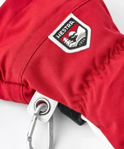 Best Hestra Army Leather Heli Ski 3-Finger Red Röd