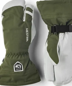 Outlet Hestra Army Leather Heli Ski 3-Finger Olive