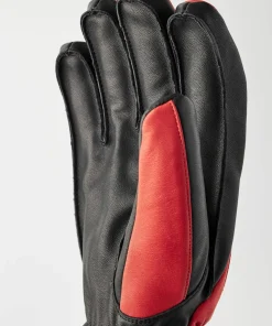 Online Hestra Army Leather Wool Terry 5-Finger Flame Red