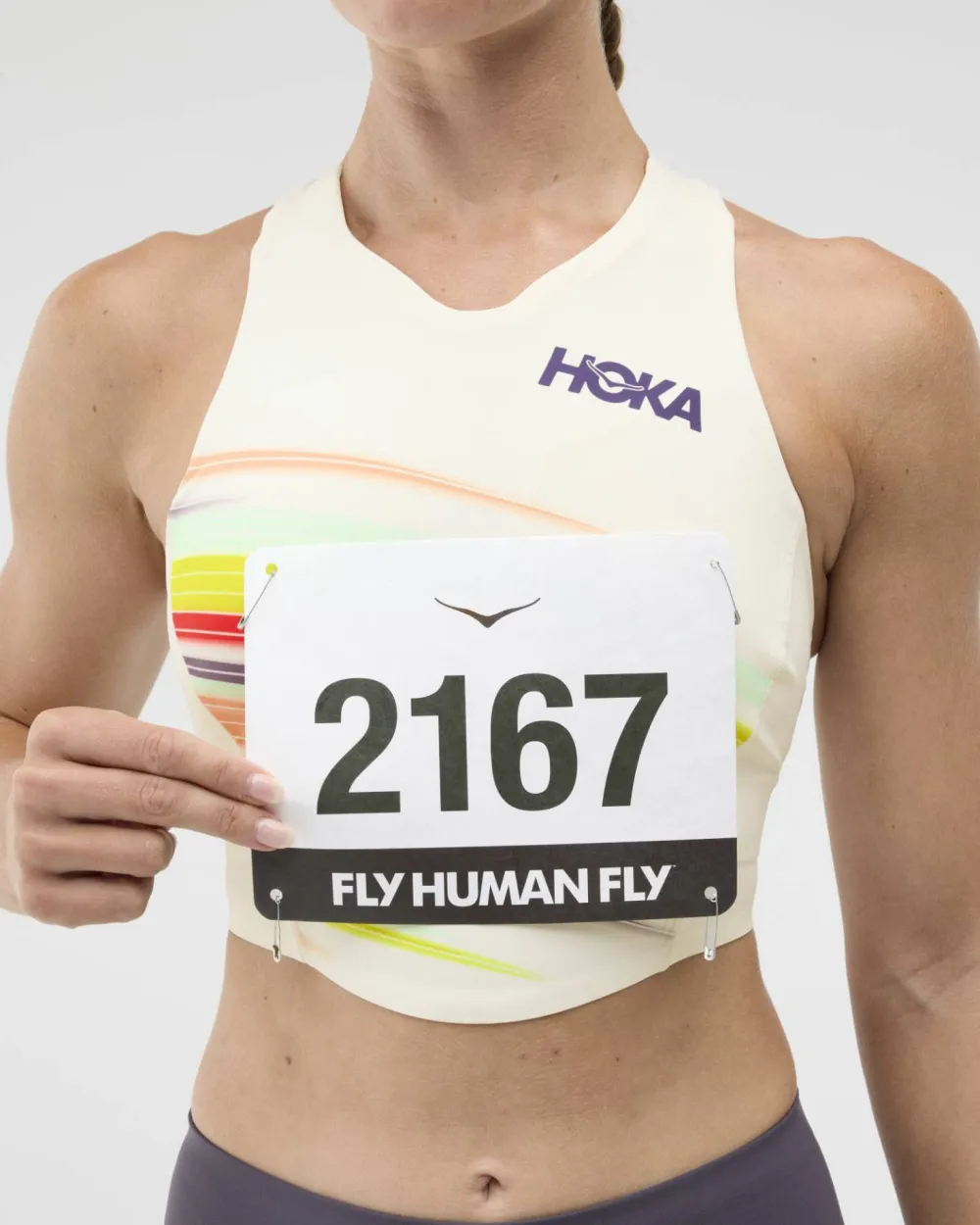 Best Hoka Women's Race Day Crop Bra Alabaster Flare