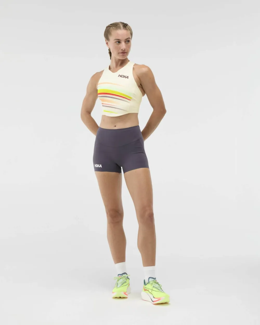 Best Hoka Women's Race Day Crop Bra Alabaster Flare