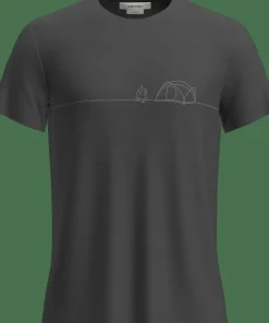 Icebreaker Men's Merino Blend Core Ss Tee Single Line Camp Obsidian