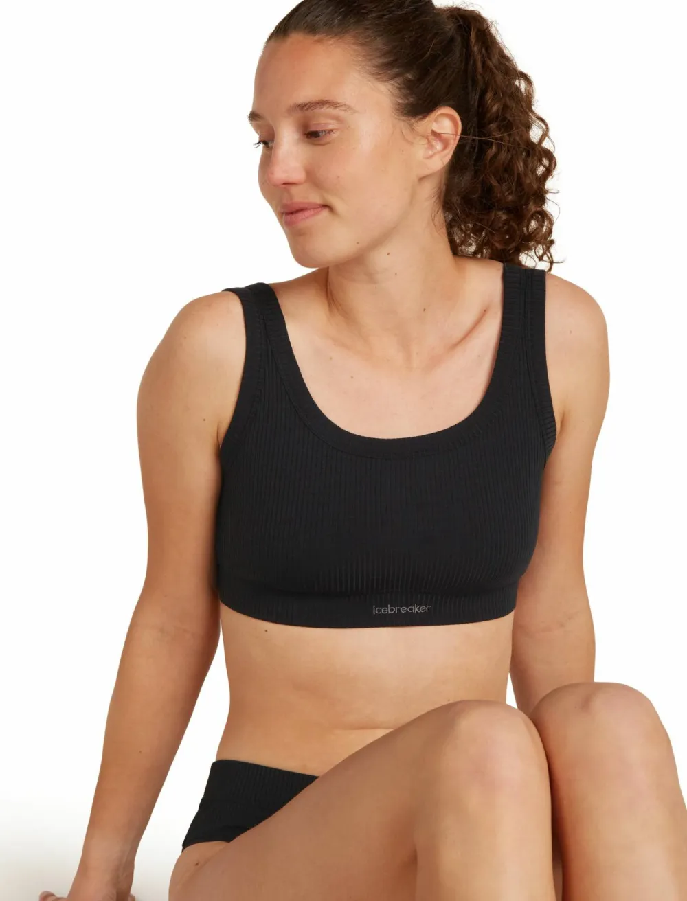 Clearance Icebreaker Women's Merino Rib Lotus Bra Black