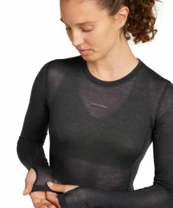 Sale Icebreaker Women's Merino 75 Cool-Lite Featherlight Longleeve Crewe Black